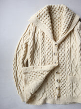 Load image into Gallery viewer, 1980's Cable Knit Wool Cardigan - S