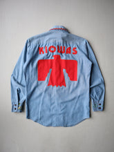 Load image into Gallery viewer, 1970s Towncraft Native American Thunderbird Embroidered Chambray Shirt - S