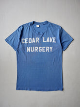 Load image into Gallery viewer, 1980s Distressed Cedar Lake Nursery Flock Print T-Shirt - M
