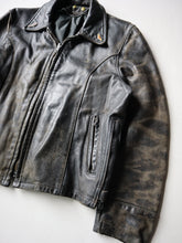 Load image into Gallery viewer, 1950s Distressed Leather Biker Jacket - L