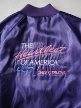 Load image into Gallery viewer, 1980s The Heartbeat of America Chevy Trucks Satin Bomber Jacket - XL