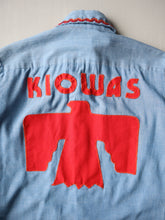 Load image into Gallery viewer, 1970s Towncraft Native American Thunderbird Embroidered Chambray Shirt - S