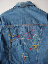 Load image into Gallery viewer, 1960s Pleated Selvedge Denim Jacket with Custom Embroidery - S