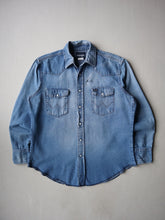 Load image into Gallery viewer, 1990s Distressed Wrangler Chambray Snap Shirt - M/L