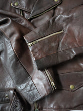 Load image into Gallery viewer, 1970/80s Brown Leather Biker Jacket - L