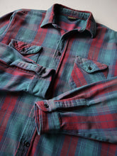 Load image into Gallery viewer, 1980s Distressed OshKosh Shadow Plaid Style Flannel Shirt - XL