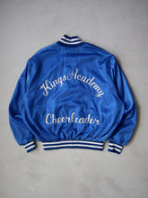 Load image into Gallery viewer, 1970's Chain-stitched Kings Academy Cheerleader Satin Bomber Jacket - 2XL