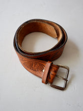 Load image into Gallery viewer, Hand Tooled Brown Leather Belt - 32" - 39"