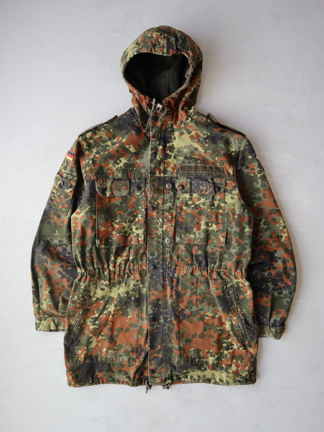 1990's German Army Flecktarn Camo Hooded Field Jacket - L