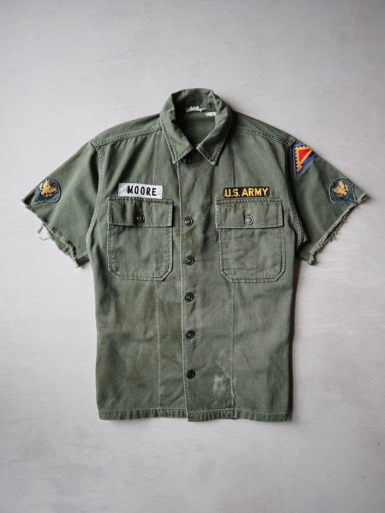 1950s Thrashed U.S Army OG-107 Fatigue Shirt - S