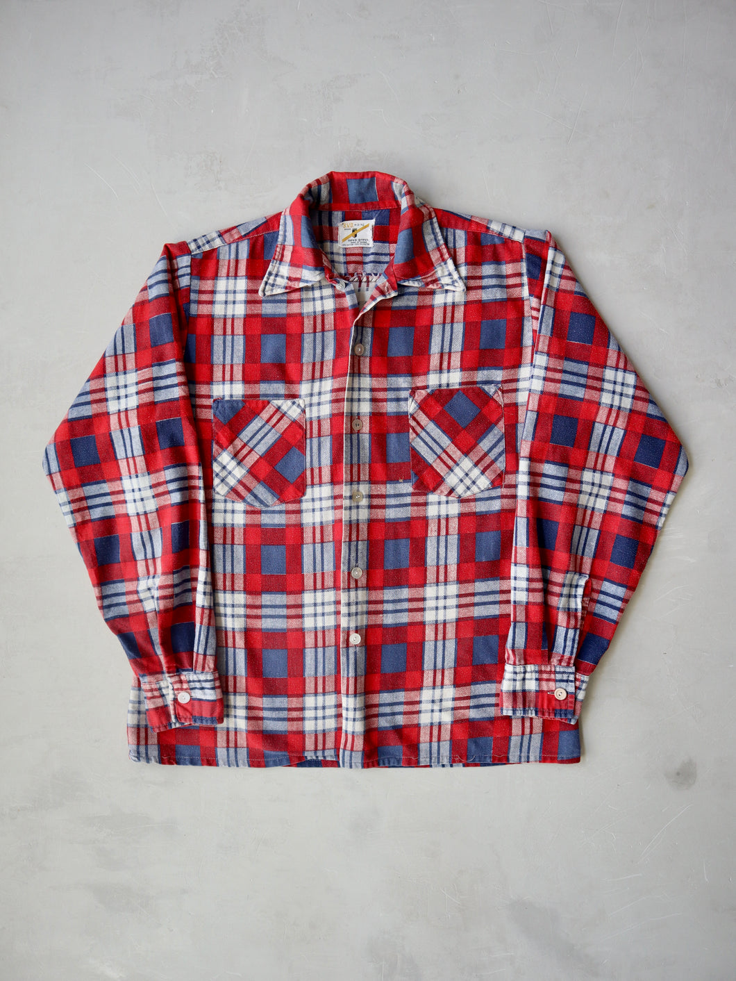1970's BVD Neva-Press Two Pocket Plaid Flannel Shirt - M