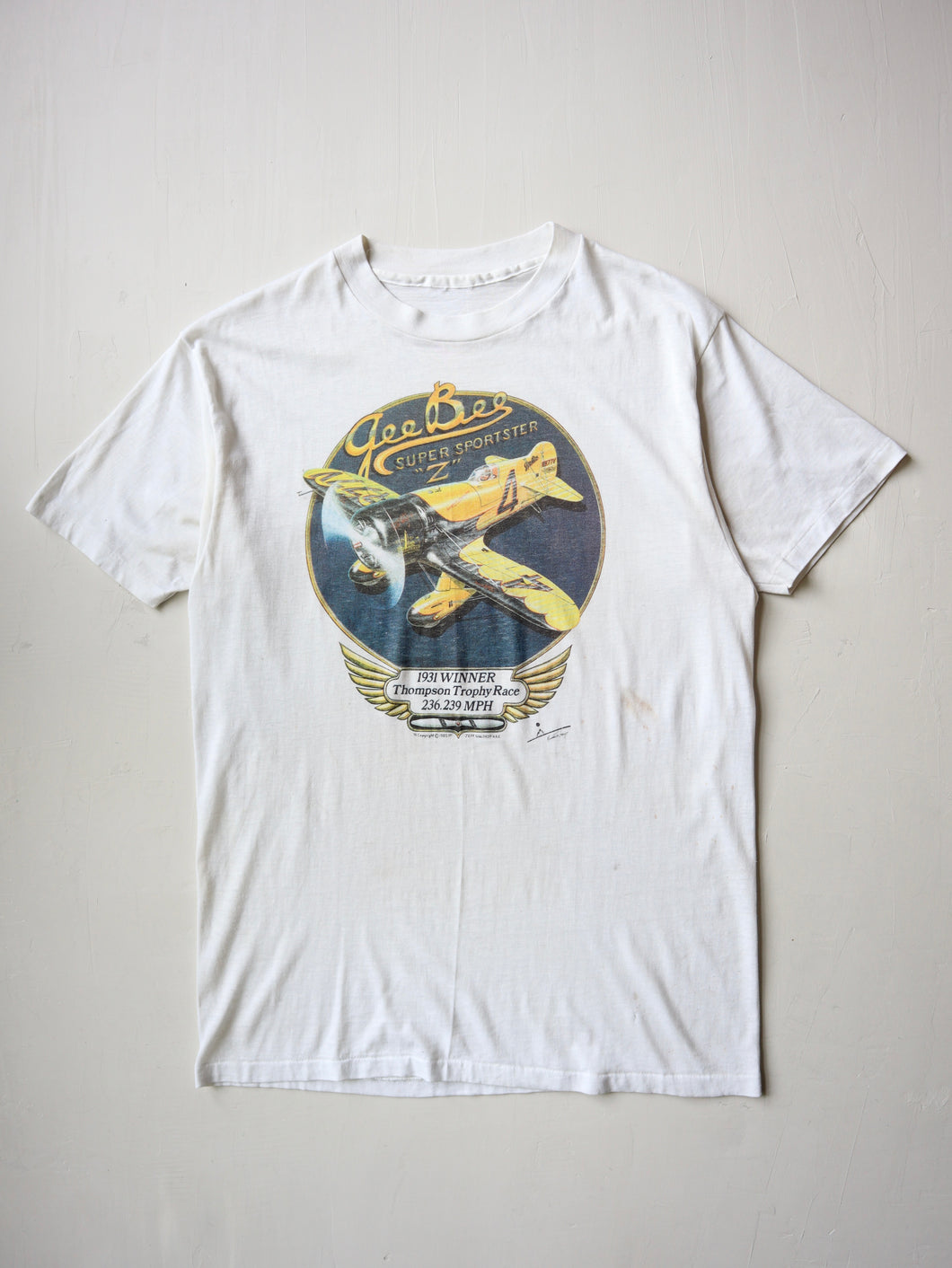 1980s Distressed Gee Bee Super Sportster Airplane T-Shirt - M