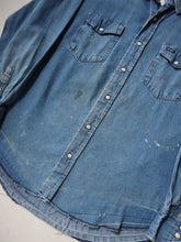 Load image into Gallery viewer, 1990&#39;s Distressed Wrangler Pearl Snap Chambray Shirt - XL
