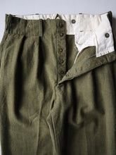 Load image into Gallery viewer, 1950s Norwegian Army Wool Pleated Pants - 32"
