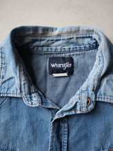 Load image into Gallery viewer, 1990&#39;s Distressed Wrangler Pearl Snap Chambray Shirt - 3XL

