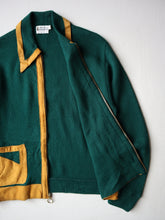 Load image into Gallery viewer, 1960s Zip Up Sweater with Suede Contrast Trim - S
