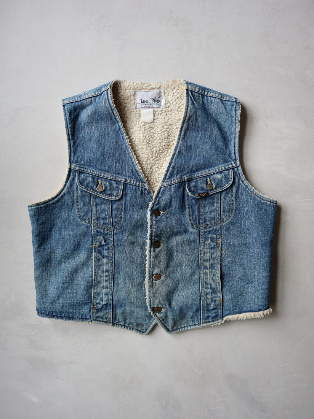 Lee Storm Rider Sherpa Lined Denim Vest - L