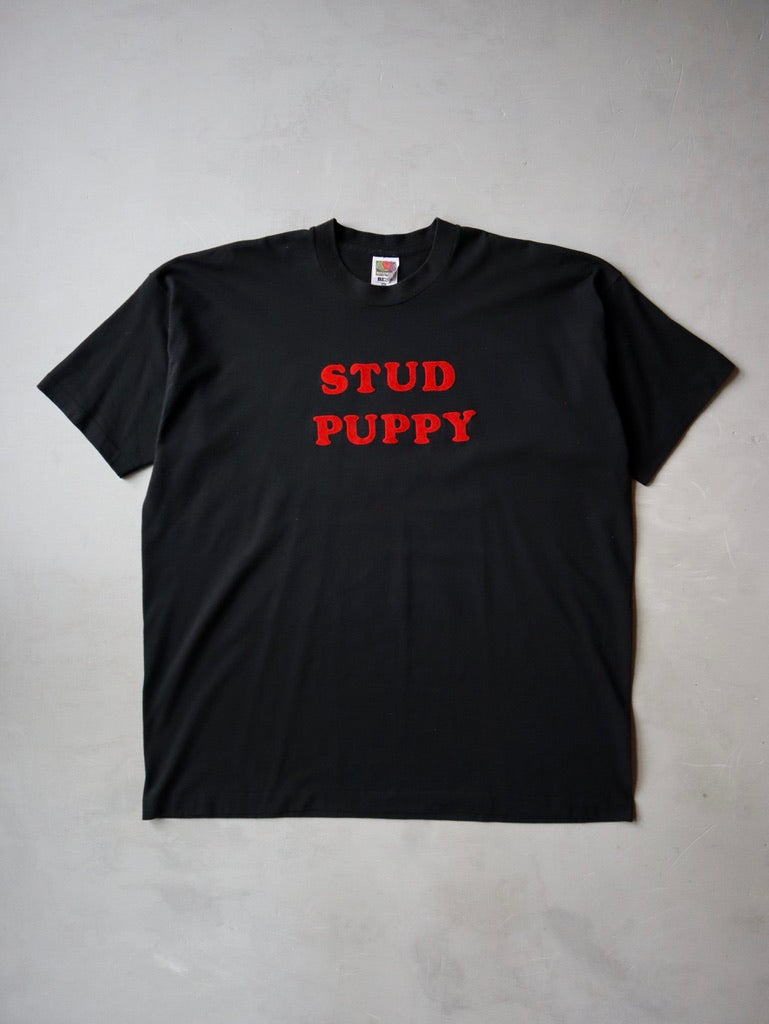 1990s Flocked Stud Puppy T-Shirt - XXL