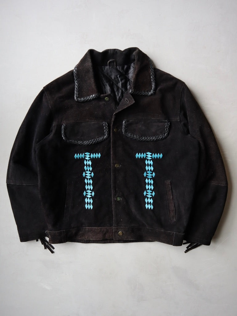 1970's Native American Suede Leather Fringe Jacket - XL