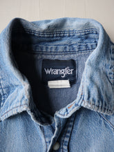Load image into Gallery viewer, 1990s Distressed Wrangler Chambray Snap Shirt - M/L
