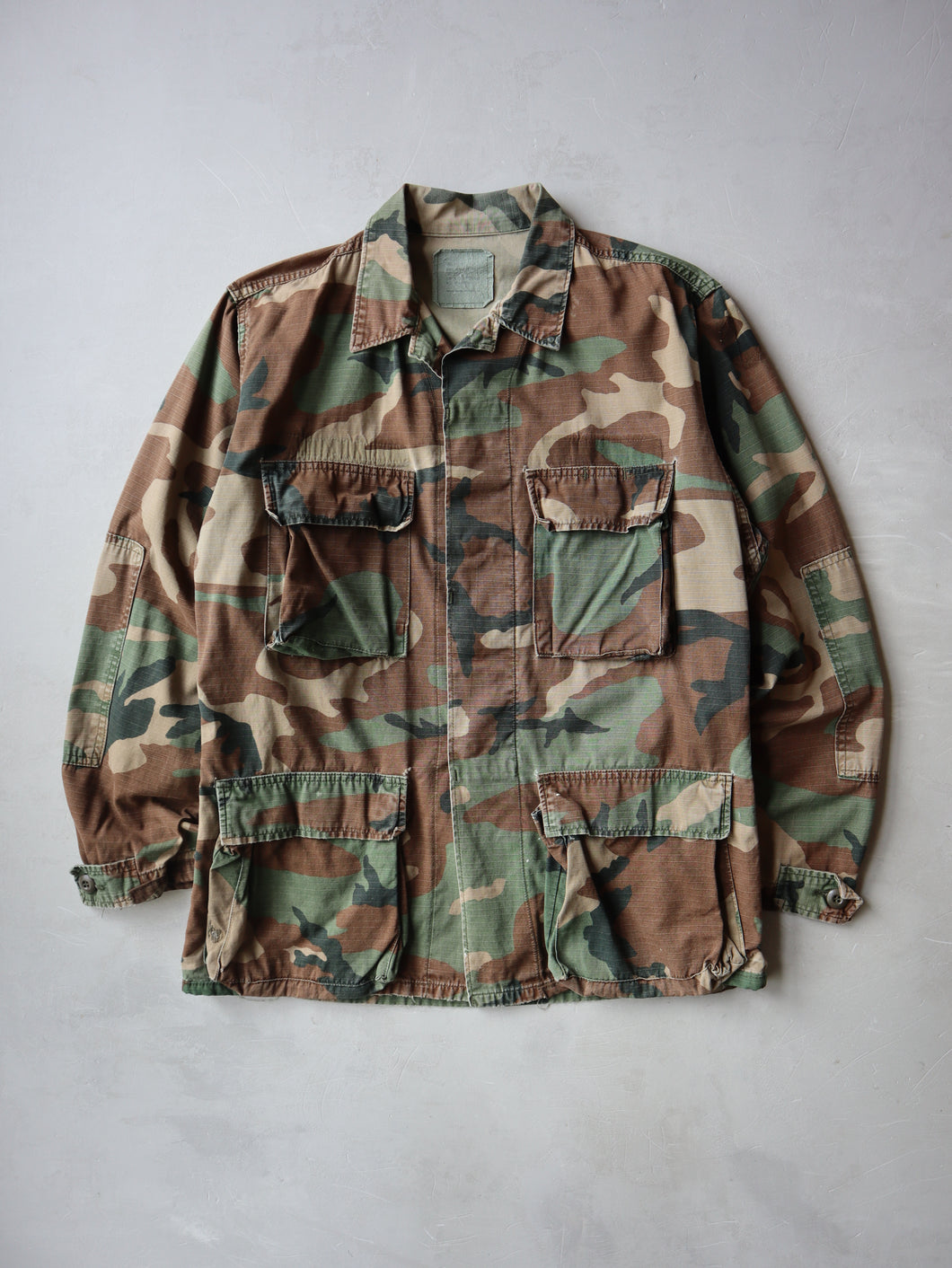 1980s U.S Army Ripstop Camo Field Shirt - S