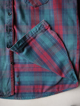 Load image into Gallery viewer, 1980s Distressed OshKosh Shadow Plaid Style Flannel Shirt - XL

