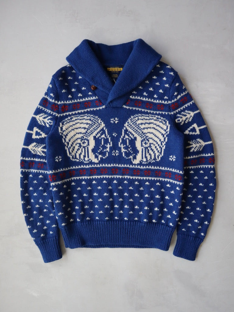 Ralph Lauren Rugby Navajo Wool Shawl Sweater - S