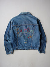 Load image into Gallery viewer, 1960s Pleated Selvedge Denim Jacket with Custom Embroidery - S
