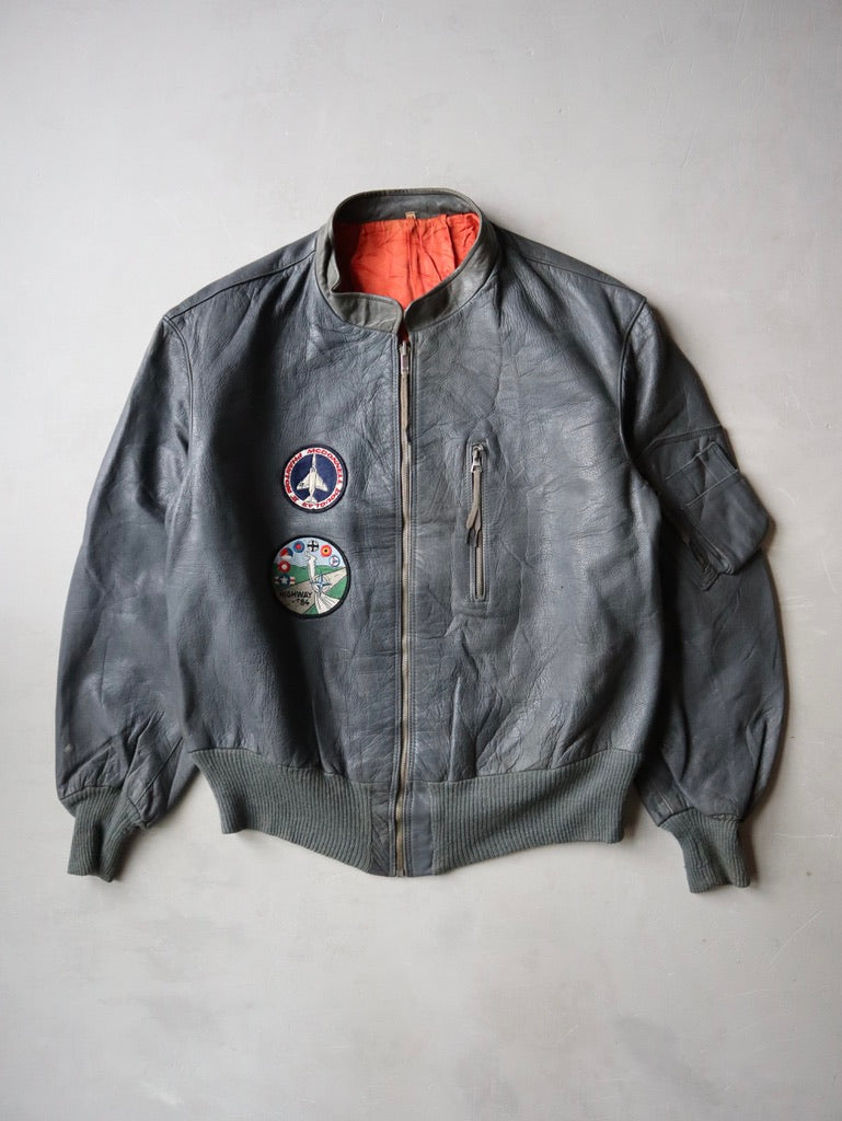 1980s German Army Leather Pilot Jacket - L