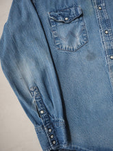Load image into Gallery viewer, 1990&#39;s Faded Wrangler Pearl Snap Chambray Shirt - L
