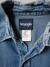 Load image into Gallery viewer, 1990&#39;s Distressed Wrangler Pearl Snap Chambray Shirt - XL
