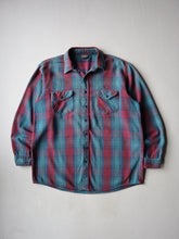 Load image into Gallery viewer, 1980s Distressed OshKosh Shadow Plaid Style Flannel Shirt - XL
