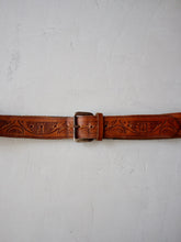 Load image into Gallery viewer, Hand Tooled Brown Leather Belt - 32" - 39"

