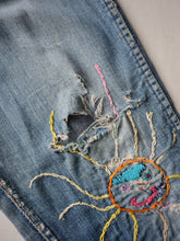Load image into Gallery viewer, 1970s Thrashed &amp; Patched Wrangler Misses Bootcut Jeans - 30"
