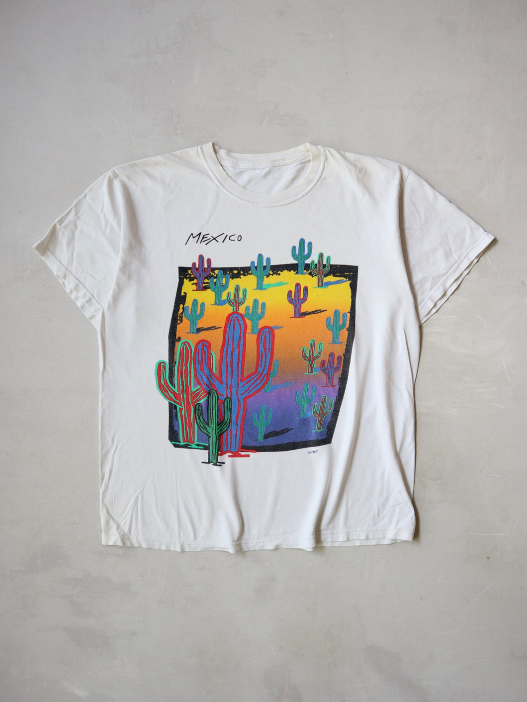 1990s Mexico Cactus Art T-Shirt - L