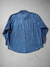 Load image into Gallery viewer, 1990&#39;s Distressed Wrangler Pearl Snap Chambray Shirt - 3XL
