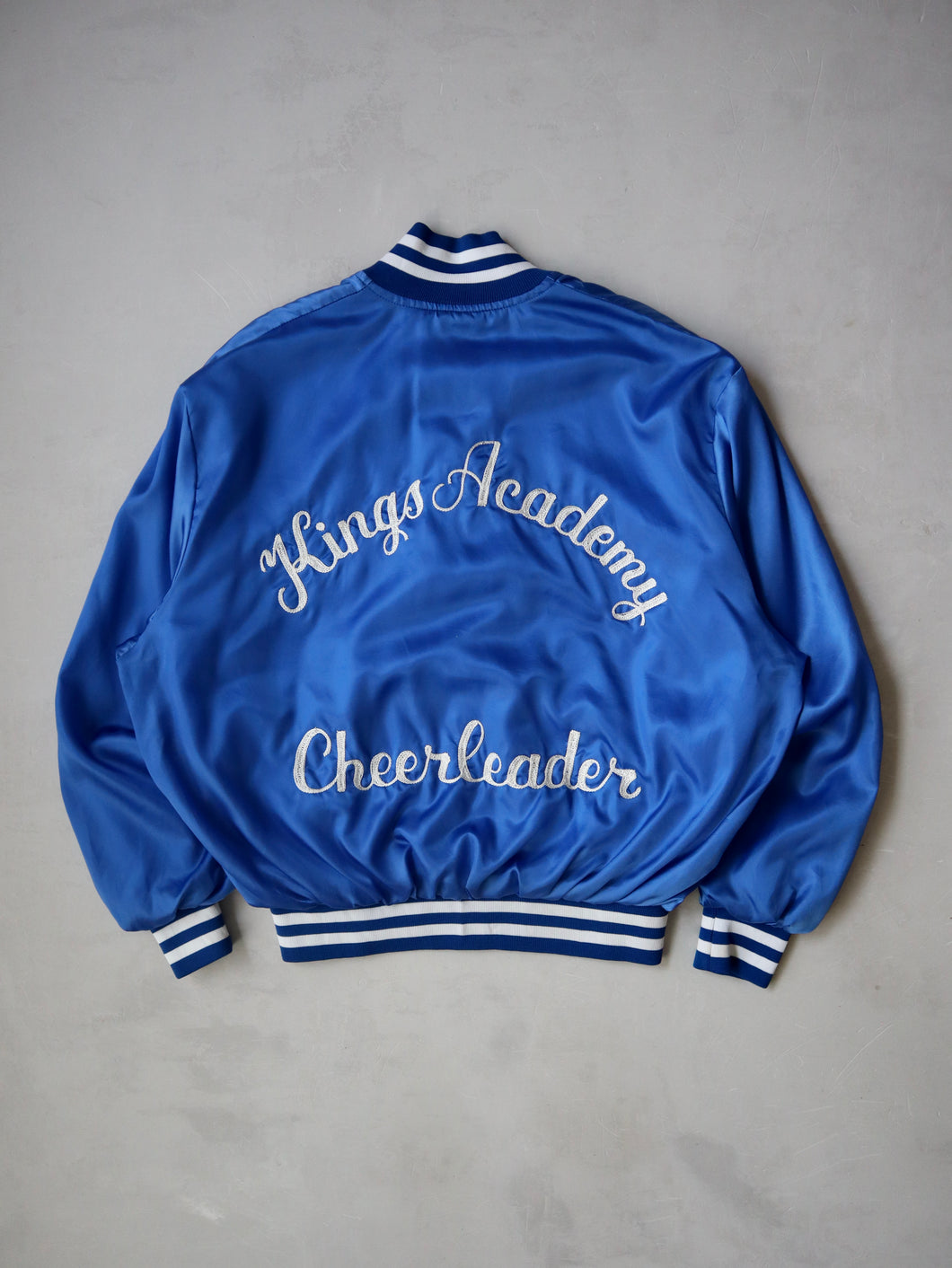 1970's Chain-stitched Kings Academy Cheerleader Satin Bomber Jacket - 2XL