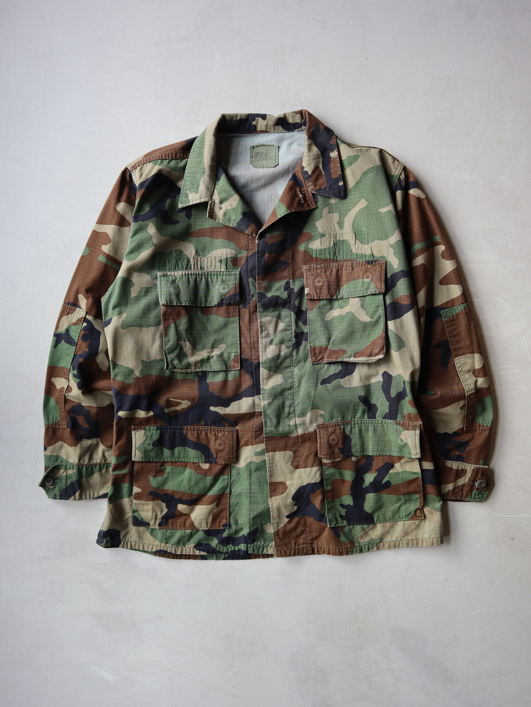 1980s U.S Army Ripstop Camo Field Shirt - M