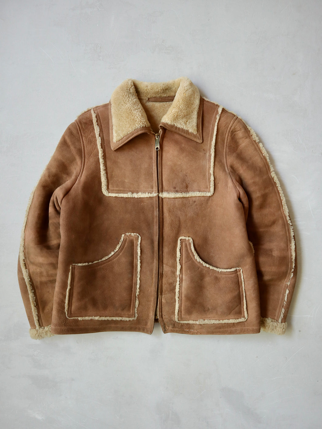 1960s Distressed The Sheepskin Shop Suede Leather Jacket - S