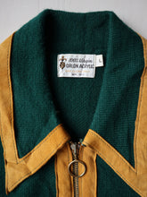 Load image into Gallery viewer, 1960s Zip Up Sweater with Suede Contrast Trim - S
