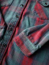 Load image into Gallery viewer, 1980s Distressed OshKosh Shadow Plaid Style Flannel Shirt - XL
