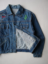 Load image into Gallery viewer, 1960s Pleated Selvedge Denim Jacket with Custom Embroidery - S
