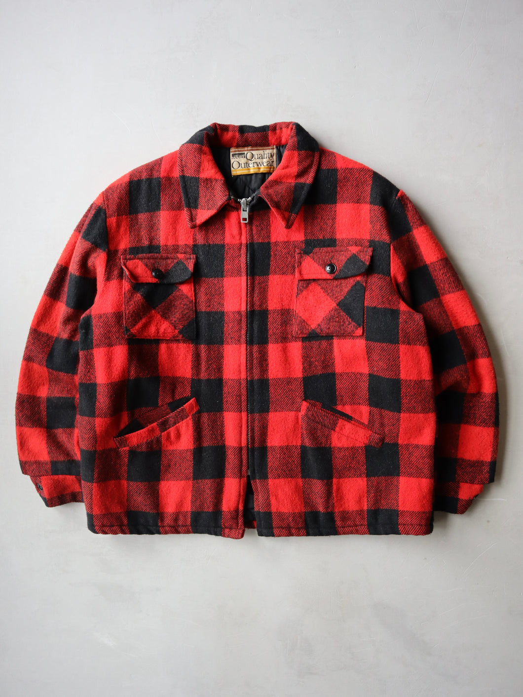 1970's Montgomery Ward Buffalo Plaid Zip Up Jacket - XL