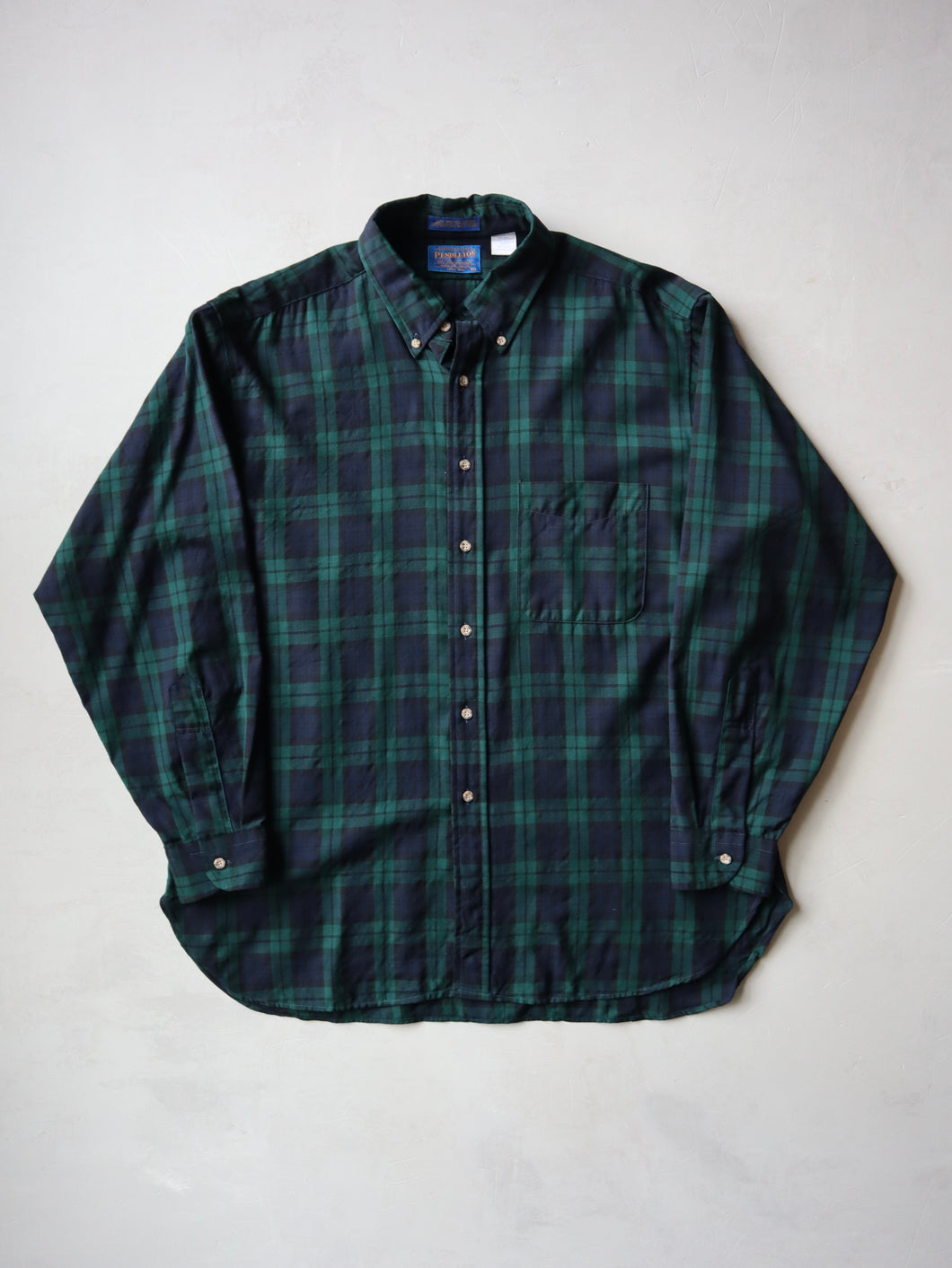 1990's Pendleton Black Watch Tartan Plaid Wool Shirt - XL